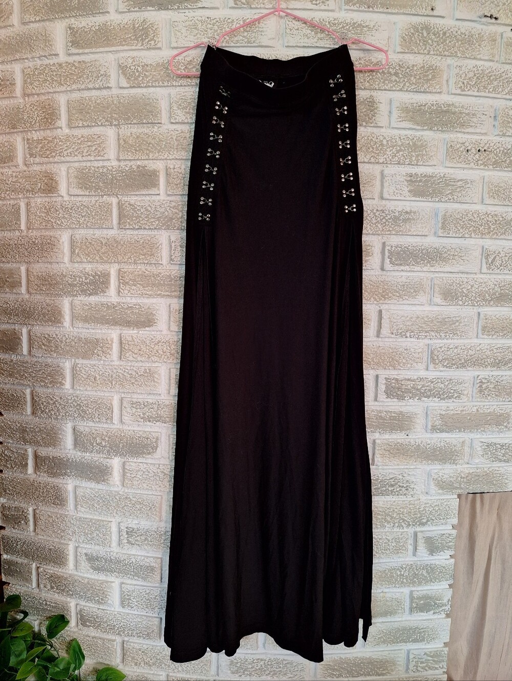 KILLSTAR Double Slit Rivets Maxi Skirt - High Waist - Goth Alt Summer Size XS